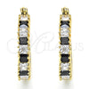 Oro Laminado Small Hoop, Gold Filled Style with Black and White Cubic Zirconia, Polished, Golden Finish, 02.210.0281.3.20