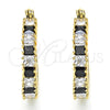 Oro Laminado Small Hoop, Gold Filled Style with Black and White Cubic Zirconia, Polished, Golden Finish, 02.210.0281.3.20