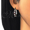 Rhodium Plated Medium Hoop, with Garnet and White Cubic Zirconia, Polished, Rhodium Finish, 02.210.0281.6.20