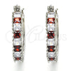 Rhodium Plated Medium Hoop, with Garnet and White Cubic Zirconia, Polished, Rhodium Finish, 02.210.0281.6.20