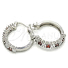 Rhodium Plated Medium Hoop, with Garnet and White Cubic Zirconia, Polished, Rhodium Finish, 02.210.0281.6.20
