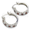 Rhodium Plated Medium Hoop, with Garnet and White Cubic Zirconia, Polished, Rhodium Finish, 02.210.0281.6.20
