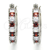 Rhodium Gold Filled Medium Hoop, with Garnet and White Cubic Zirconia, Polished, Rhodium Finish, 02.210.0281.6.20