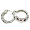 Rhodium Gold Filled Medium Hoop, with Garnet and White Cubic Zirconia, Polished, Rhodium Finish, 02.210.0281.6.20