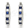 Rhodium Plated Small Hoop, with Sapphire Blue and White Cubic Zirconia, Polished, Rhodium Finish, 02.210.0281.7.20