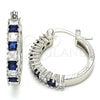 Rhodium Plated Small Hoop, with Sapphire Blue and White Cubic Zirconia, Polished, Rhodium Finish, 02.210.0281.7.20