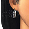 Rhodium Gold Filled Small Hoop, with Sapphire Blue and White Cubic Zirconia, Polished, Rhodium Finish, 02.210.0281.7.20