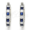 Rhodium Gold Filled Small Hoop, with Sapphire Blue and White Cubic Zirconia, Polished, Rhodium Finish, 02.210.0281.7.20