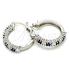 Rhodium Gold Filled Small Hoop, with Sapphire Blue and White Cubic Zirconia, Polished, Rhodium Finish, 02.210.0281.7.20