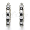 Rhodium Plated Small Hoop, with Black and White Cubic Zirconia, Polished, Rhodium Finish, 02.210.0281.8.20