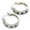 Rhodium Plated Small Hoop, with Black and White Cubic Zirconia, Polished, Rhodium Finish, 02.210.0281.8.20