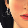 Rhodium Gold Filled Small Hoop, with Black and White Cubic Zirconia, Polished, Rhodium Finish, 02.210.0281.8.20