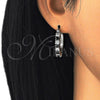 Rhodium Gold Filled Small Hoop, with Black and White Cubic Zirconia, Polished, Rhodium Finish, 02.210.0281.8.20