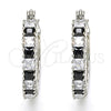 Rhodium Gold Filled Small Hoop, with Black and White Cubic Zirconia, Polished, Rhodium Finish, 02.210.0281.8.20