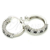 Rhodium Gold Filled Small Hoop, with Black and White Cubic Zirconia, Polished, Rhodium Finish, 02.210.0281.8.20