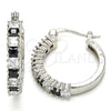 Rhodium Gold Filled Small Hoop, with Black and White Cubic Zirconia, Polished, Rhodium Finish, 02.210.0281.8.20