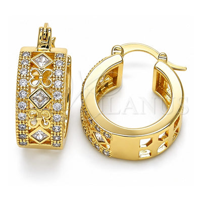 Oro Laminado Small Hoop, Gold Filled Style with White Cubic Zirconia, Polished, Golden Finish, 02.210.0282.20