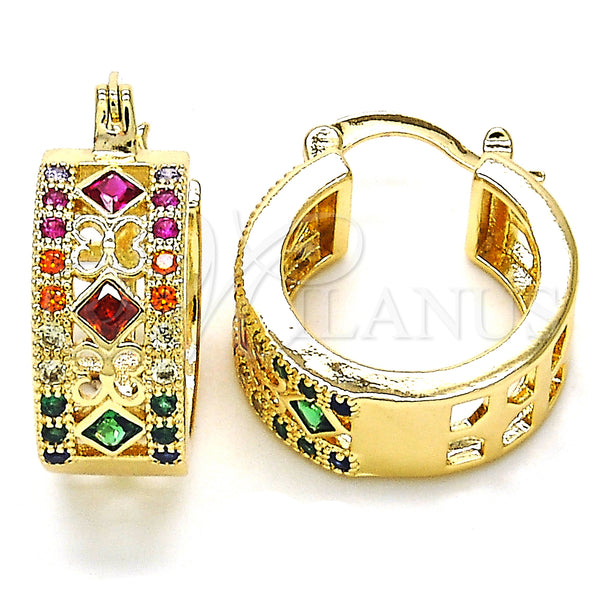 Gold Filled Hoop Earrings — Small Hoop with Multicolor Cubic Zirconia Polished 02. — main product view — SKU 127248 | Oro Laminado aretes de aro — Small Hoop with Multicolor Cubic Zirconia pulido 02. — SKU 127248