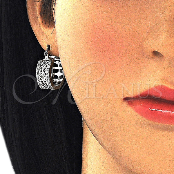 White Gold Filled Hoop Earrings — Small Hoop with White Cubic Zirconia Polished 02. — alternate product view — SKU 127249 | Oro Laminado Blanco aretes de aro — Small Hoop with blanco Cubic Zirconia pulido 02. — SKU 127249