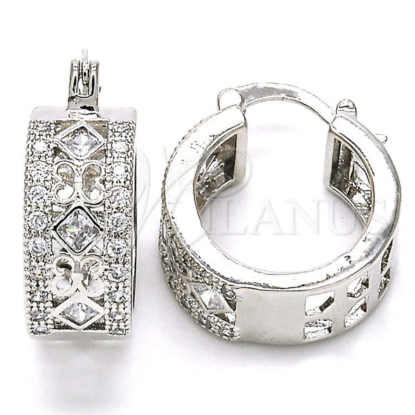 White Gold Filled Hoop Earrings — Small Hoop with White Cubic Zirconia Polished 02. — main product view — SKU 127249 | Oro Laminado Blanco aretes de aro — Small Hoop with blanco Cubic Zirconia pulido 02. — SKU 127249