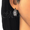 Rhodium Gold Filled Small Hoop, with Garnet and White Cubic Zirconia, Polished, Rhodium Finish, 02.210.0282.6.20