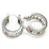 Rhodium Gold Filled Small Hoop, with Garnet and White Cubic Zirconia, Polished, Rhodium Finish, 02.210.0282.6.20