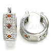 Rhodium Gold Filled Small Hoop, with Garnet and White Cubic Zirconia, Polished, Rhodium Finish, 02.210.0282.6.20