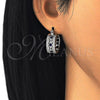 Rhodium Gold Filled Small Hoop, with Sapphire Blue and White Cubic Zirconia, Polished, Rhodium Finish, 02.210.0282.7.20