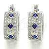 Rhodium Gold Filled Small Hoop, with Sapphire Blue and White Cubic Zirconia, Polished, Rhodium Finish, 02.210.0282.7.20