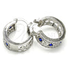 Rhodium Gold Filled Small Hoop, with Sapphire Blue and White Cubic Zirconia, Polished, Rhodium Finish, 02.210.0282.7.20
