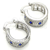Rhodium Gold Filled Small Hoop, with Sapphire Blue and White Cubic Zirconia, Polished, Rhodium Finish, 02.210.0282.7.20