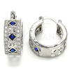 Rhodium Gold Filled Small Hoop, with Sapphire Blue and White Cubic Zirconia, Polished, Rhodium Finish, 02.210.0282.7.20