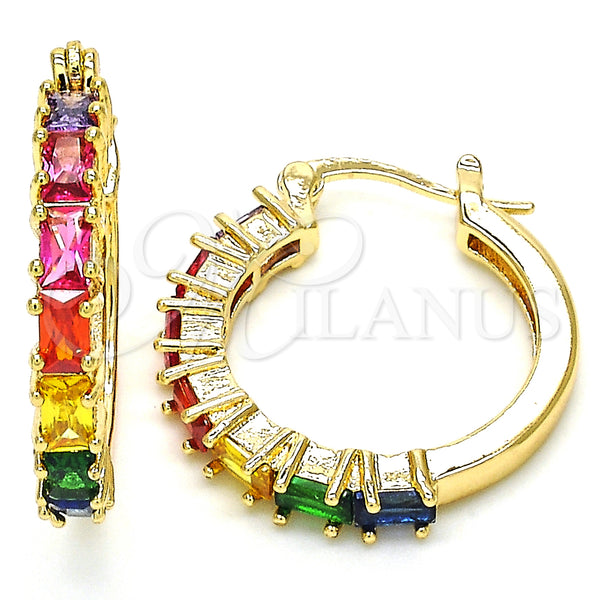 Gold Filled Hoop Earrings — Small Hoop with Multicolor Cubic Zirconia Polished 02. — main product view — SKU 127258 | Oro Laminado aretes de aro — Small Hoop with Multicolor Cubic Zirconia pulido 02. — SKU 127258