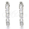 Rhodium Plated Small Hoop, with White Cubic Zirconia, Polished, Rhodium Finish, 02.210.0283.5.25