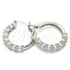 Rhodium Plated Small Hoop, with White Cubic Zirconia, Polished, Rhodium Finish, 02.210.0283.5.25