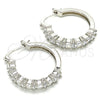 Rhodium Plated Small Hoop, with White Cubic Zirconia, Polished, Rhodium Finish, 02.210.0283.5.25