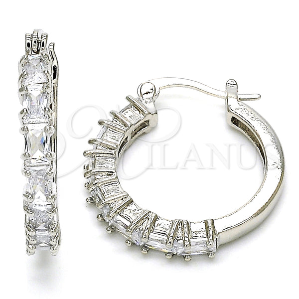 White Gold Filled Hoop Earrings — Small Hoop with White Cubic Zirconia Polished 02. — main product view — SKU 127259 | Oro Laminado Blanco aretes de aro — Small Hoop with blanco Cubic Zirconia pulido 02. — SKU 127259