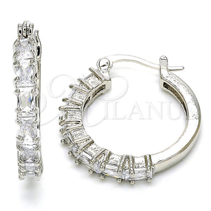 White Gold Filled Hoop Earrings — Small Hoop with White Cubic Zirconia Polished 02. — main product view — SKU 127259 | Oro Laminado Blanco aretes de aro — Small Hoop with blanco Cubic Zirconia pulido 02. — SKU 127259