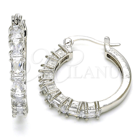 Rhodium Gold Filled Small Hoop, with White Cubic Zirconia, Polished, Rhodium Finish, 02.210.0283.5.25