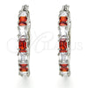 Rhodium Plated Small Hoop, with Garnet and White Cubic Zirconia, Polished, Rhodium Finish, 02.210.0283.6.25