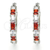 Rhodium Gold Filled Small Hoop, with Garnet and White Cubic Zirconia, Polished, Rhodium Finish, 02.210.0283.6.25