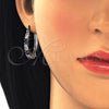Rhodium Gold Filled Small Hoop, with Sapphire Blue and White Cubic Zirconia, Polished, Rhodium Finish, 02.210.0283.7.25