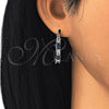 Rhodium Gold Filled Small Hoop, with Sapphire Blue and White Cubic Zirconia, Polished, Rhodium Finish, 02.210.0283.7.25