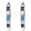 Rhodium Gold Filled Small Hoop, with Sapphire Blue and White Cubic Zirconia, Polished, Rhodium Finish, 02.210.0283.7.25