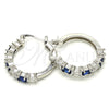 Rhodium Gold Filled Small Hoop, with Sapphire Blue and White Cubic Zirconia, Polished, Rhodium Finish, 02.210.0283.7.25