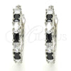 Rhodium Plated Small Hoop, with Black and White Cubic Zirconia, Polished, Rhodium Finish, 02.210.0283.8.25
