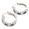 Rhodium Plated Small Hoop, with Black and White Cubic Zirconia, Polished, Rhodium Finish, 02.210.0283.8.25