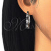 Rhodium Gold Filled Small Hoop, with Black and White Cubic Zirconia, Polished, Rhodium Finish, 02.210.0283.8.25