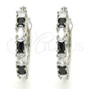 Rhodium Gold Filled Small Hoop, with Black and White Cubic Zirconia, Polished, Rhodium Finish, 02.210.0283.8.25