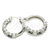 Rhodium Gold Filled Small Hoop, with Black and White Cubic Zirconia, Polished, Rhodium Finish, 02.210.0283.8.25